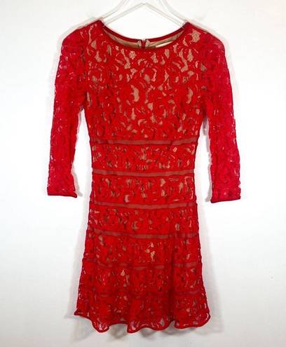 Ruby ERIN Erin Fetherston Lace 3/4 Sleeve Dress,  Red Ling Sleeve Size 0