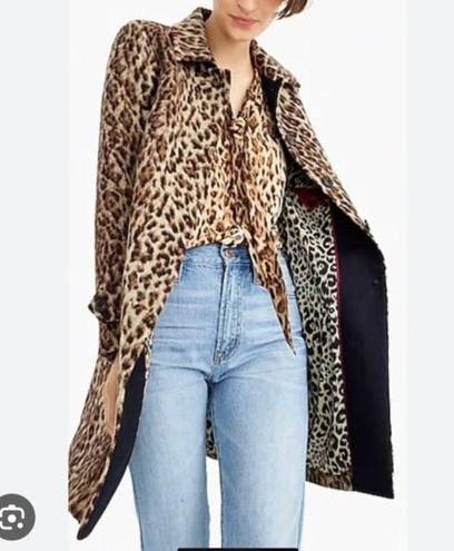 J.Crew  Leopard Animal Print Wool Blend Top Coat Size 4