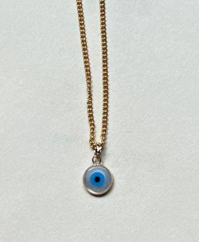 Tehrani Jewelry 14k Real Gold evil eye white Pendant | Birthday gift | lucky charm | Real Gold Evil Eye protection pendant |