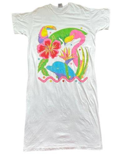 Flamingo Vintage Hand Painted Tropical Vacation Parrot  Extra Long Coverup