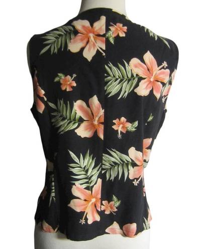 The Moon VINTAGE Pineapple Boxy Silk Princess Tank Top Button Down Hawaiian S‎