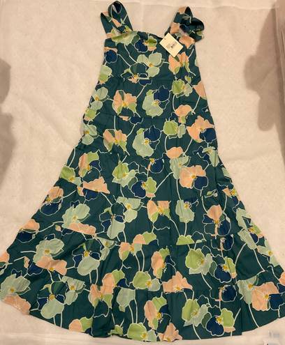 Sézane NWT  ANNIE maxi DRESS Printed Cotton Blossom Summer Green orange SZ6