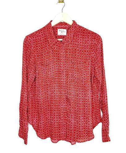 Holding Horses red print long sleeve button down shirt size 2