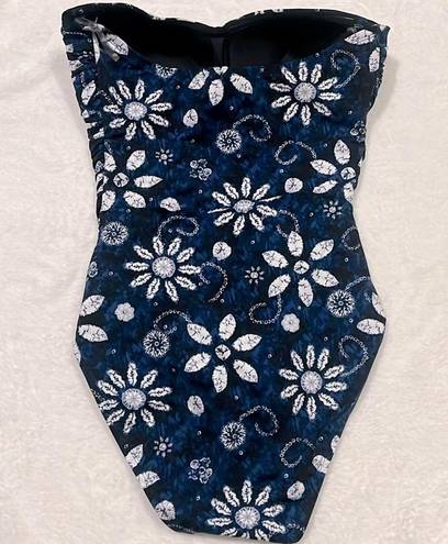 Bleu Rod Beattie Blue Rod Beattie Bathing Suit One piece 4 Swim Straps Cut Out Padded Cups Navy