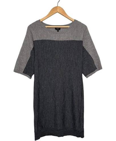 Talbots  Merino Wool Sweater Womens Color Block Sweater Dress Gray Petite S