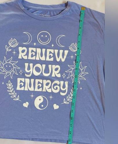 Grayson Threads  Cropped Renew Your Energy Graphic Short Sleeve Crew Neck Shirt