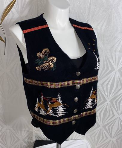 Karen Scott Winter Scenes Button Up Vest Classic Vintage