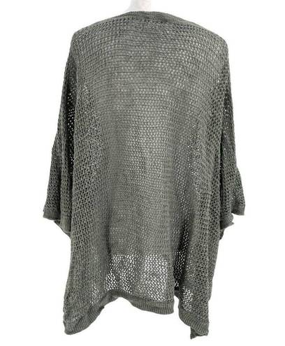 J.Jill  Linen Blend Relaxed Knit Poncho Crochet Sweater Olive Green One Size