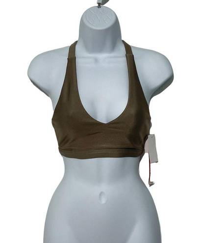 Good American  Core Plunge Performance Criss Cross Sports Bra Bronze Size 0 XS