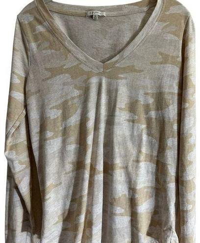 Z Supply  Tan and Beige Camo Long Sleeve Shirt - Size XS