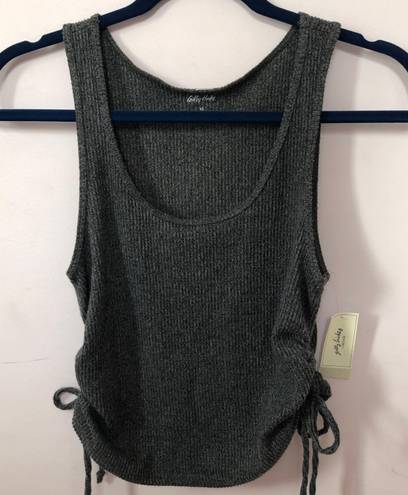 Gilly Hicks by Hollister Ruched Drawstring Gray Ribbed Cropped Tank