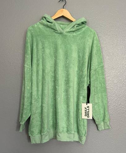 Daily Drills Green Terry Cloth Oversized Hoodie