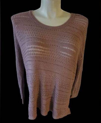 J.Jill  size extra large lavender sweater long sleeves crochet design.see-through