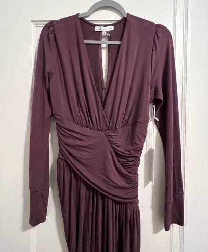 Young Fabulous and Broke  GENESIS Long Sleeve Side Slit Maxi DRESS in Jam Purple S