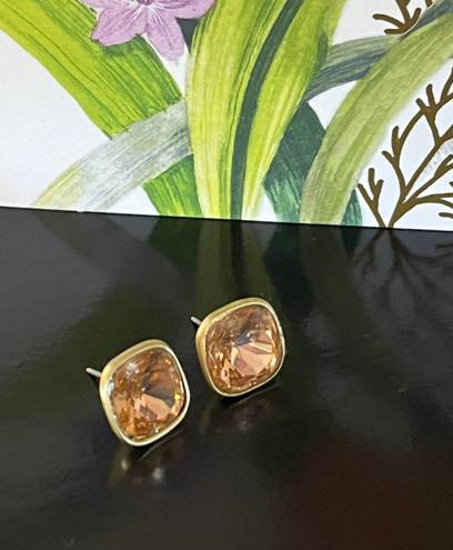 Swavorski Elements 5 Carat Citrine Gold Stud Earrings 