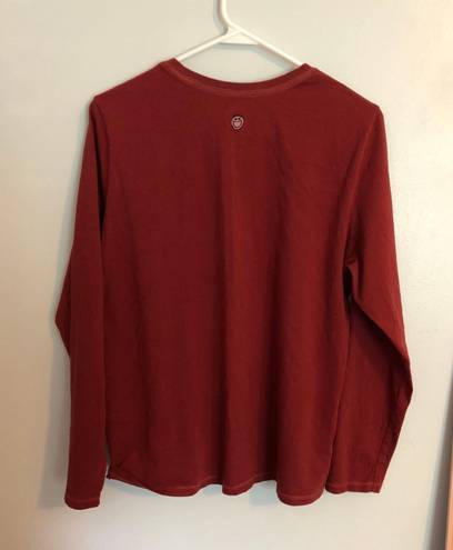 Life is Good “Happy Camper” Long Sleeve Burgundy Tshirt Size L