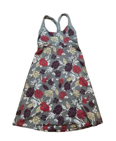 Patagonia  Morning Glory Gray Floral Print Strappy Cross Back Shelf Bra Dress S