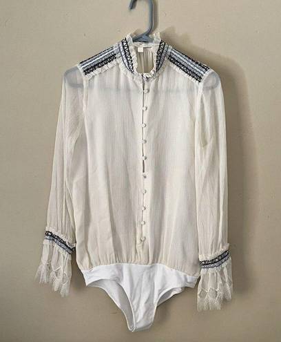 One Piece jonathan simkhai  embroidered boho bodysuit blouse size 2