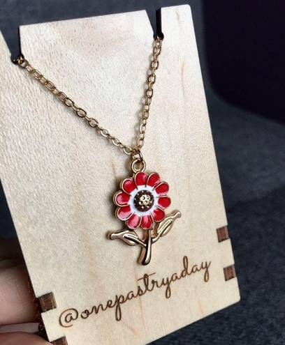 Wish Flower Make a  Fashion Necklace, Gold, Red Enamel