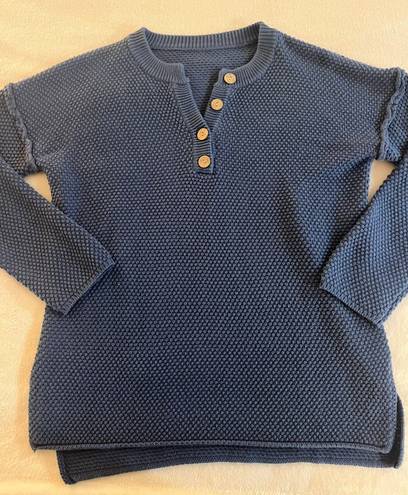 Waffle Knit Oversized Sweater Blue Size M