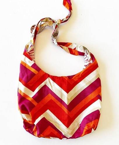 Krass&co Three Sisters  Reversible Sling Tote Floral Chevron Bright Colorful Bag Boho
