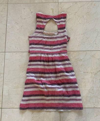 Loft  Striped Like New Pink and Cream Linen Sz 0