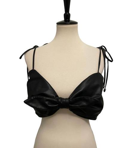 Pilcro Anthropologie Black Faux Leather Bandeau Crop Top