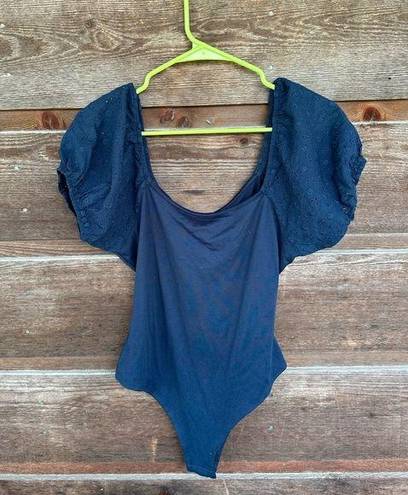 Miami  Navy Blue Puff Sleeved Bodysuit