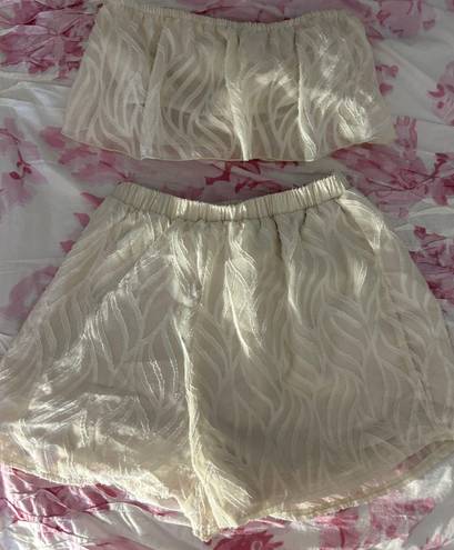 Cream Ruffle Set White Size XS