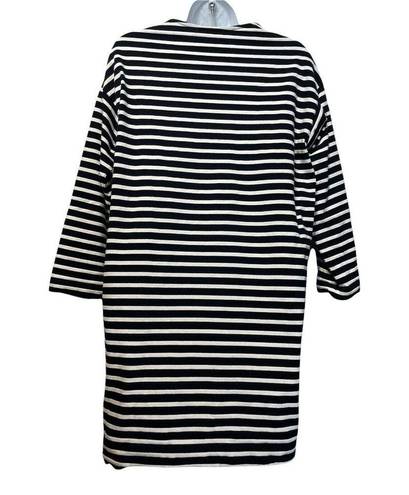 Everlane  Breton Black White Stripe Zip Shoulder Oversized Shift Dress XS