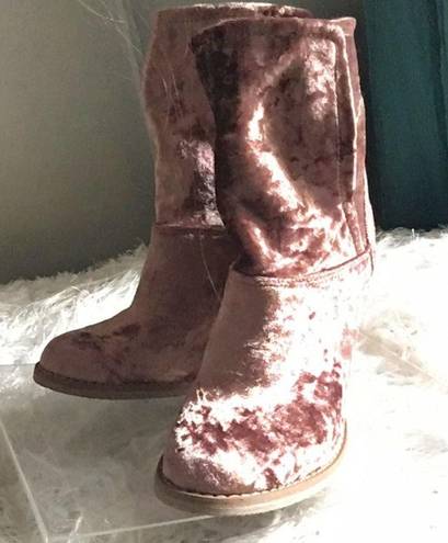 sbicca  Crushed Velvet Fold-over Block Heel Booties