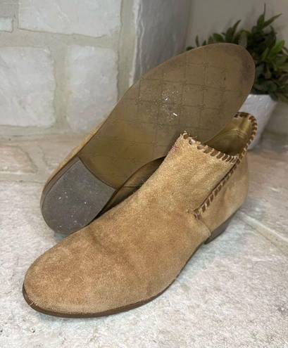 Jack Rogers  Tan Suede Ankle Booties Low Heel Slip On Boots sz 9.5 M