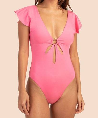 Trina Turk NWT  Monaco Solids Flutter One Piece Swimsuit Geranium Pink Size 6 NEW