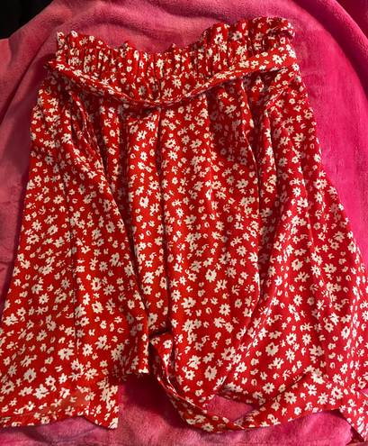 SheIn Red Flowy Skirt