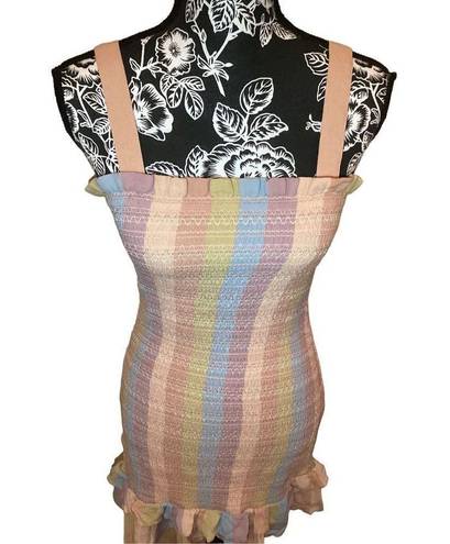 American Eagle  Multicolored Stretch Dress Ruffles Rainbow Pastel