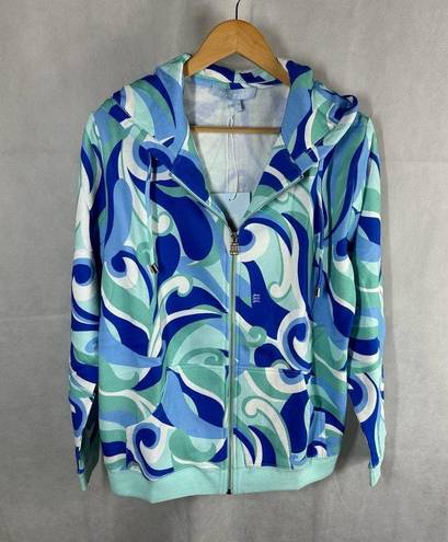 Hill House  The Allie Zip Up Sweatshirt Size Small Ocean Kaleidoscope