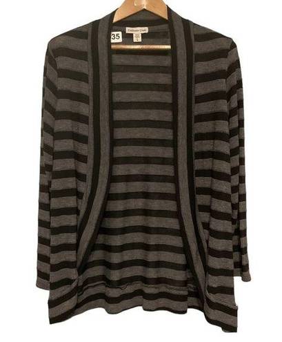 Coldwater Creek  black stripes on gray cardigan size XL