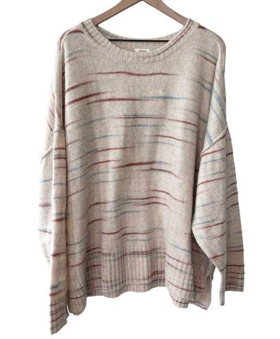 a.n.a Women’s New  ivory watercolor stripe oversized soft knit sweater size 3x