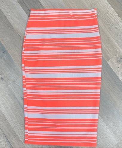 Brat Star  Neon Striped Pencil Skirt Small White Pink