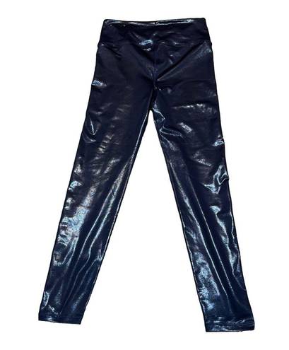 American Eagle Metallic Blue Faux Leather High-Waist Legging/ Tight Pant 6 Long