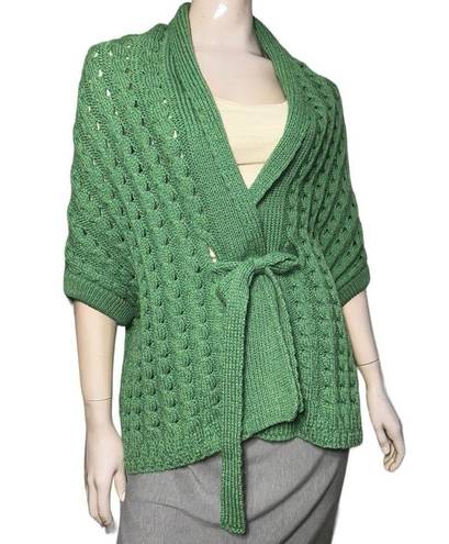 Blarney Woolen Mills One Size Green Chunky Merino Wool Wrap Sweater Poncho