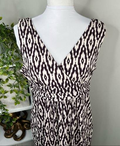 Loft 🎉  Outlet V neck Maxi Dress Deep Purple and Ivory Sleeveless Size LP