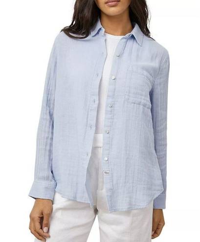 Rails  Ellis Gauze Button-Up Shirt Top X-Large blue Long Sleeve $169