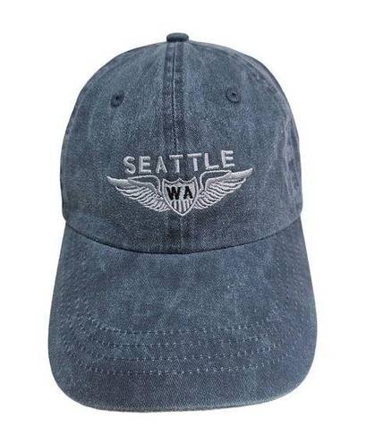 Krass&co Port &  Seattle Washington Souvenir Hat Cap Gray Adjustable Back Strap