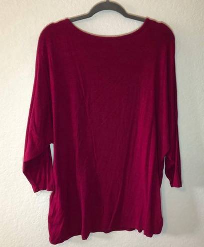 Coldwater Creek  Top Raspberry 3/4 Sleeve Jersey Tee Sz 2X GUC