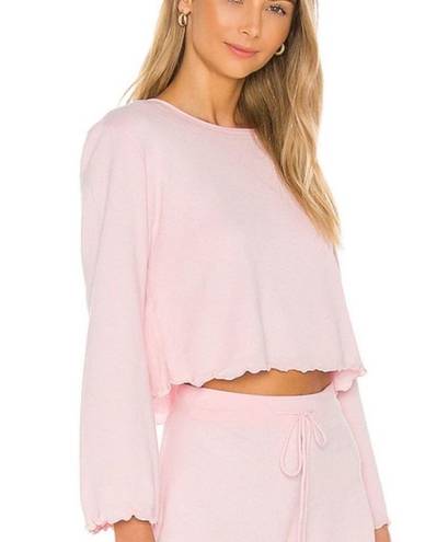 Lovers + Friends  Mica Long Bell Sleeve Crop Sweater With Frill Hem Size S