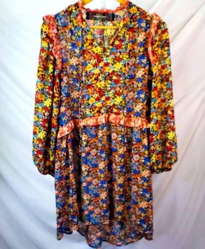 Code x Mode  Multicolor floral peasant babydoll dress sz XS