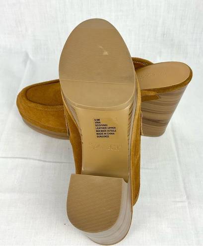 Splendid  Vina Suede Clog Honey Brown Platform Mule Loafers Sz 9.5 New Chunky