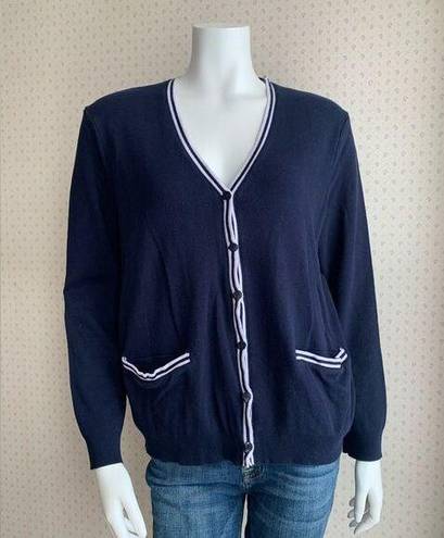 Ralph Lauren Vintage Lauren  90s Cotton Button Down V Neck Cardigan Sz Large PW11