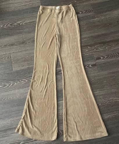 Say Anything NWT boutique  gold high waisted flare knit pants